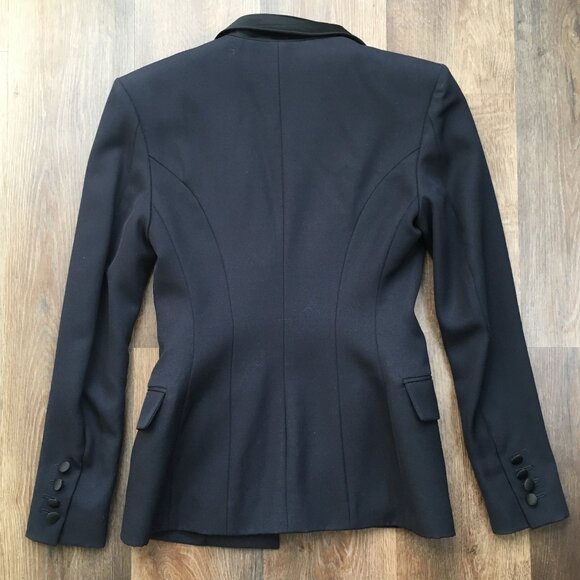 Faith Connexion Navy Blue Tuxedo Blazer Jacket Wool Silk Bow Satin Lapels XS 0 2 - Picture 15 of 16